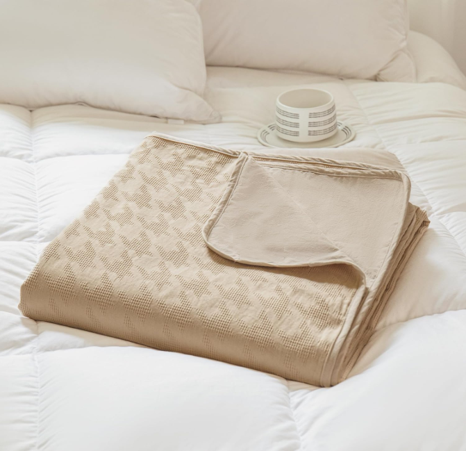 Bauurs 100% Cotton Waffle Houndstooth Blanket